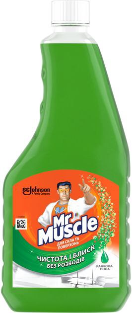 Засіб для скла Mістер Мускул Зелений Ранкова роса змінна пляшка 500мл